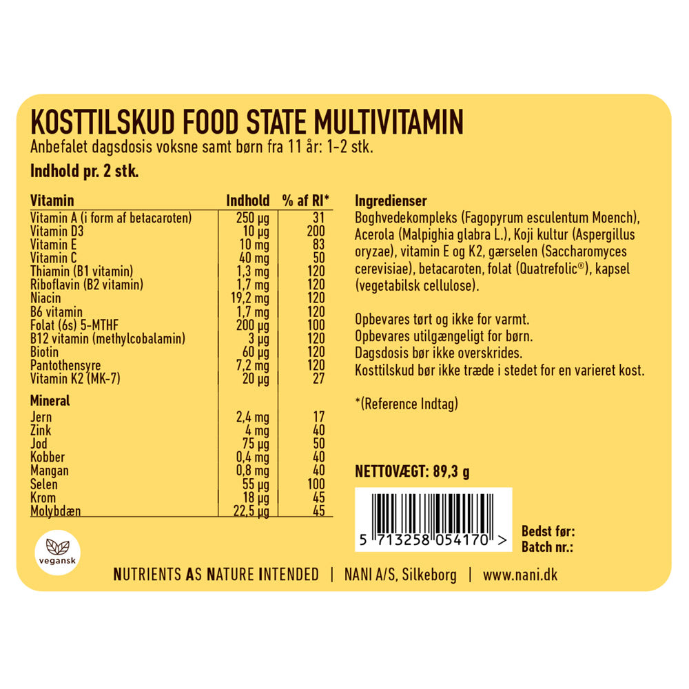 Multivitamin fra Naturlige Kilder | 150 kapsler – Nani