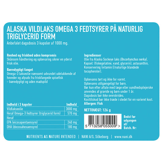 Alaska Vildlaks Omega-3 | 180 kapsler – Nani Fiskeolie