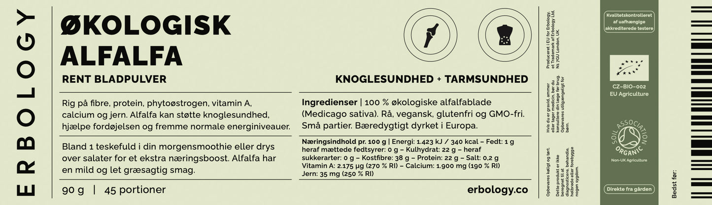 Økologisk Alfalfa - Rent Bladpulver